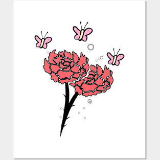 Flower and butterfly Posters and Art